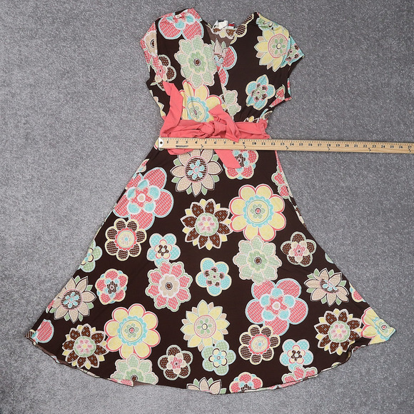 VTG Jody California Made in USA Floral PTP 15in Mulitcolor MidLength Retro Dress - Picture 4 of 11